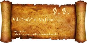 Vörös Valter névjegykártya